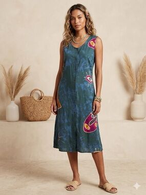 Boho Chic Artisan Print Resortwear Midi Dress